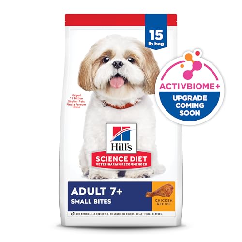 Hill's Science Diet Adult 7+, Senior Adult 7+ Premium Nutrition, Small Kibble, Dry Dog Food, Chicken, Brown Rice, & Barley, 15 lb Bag