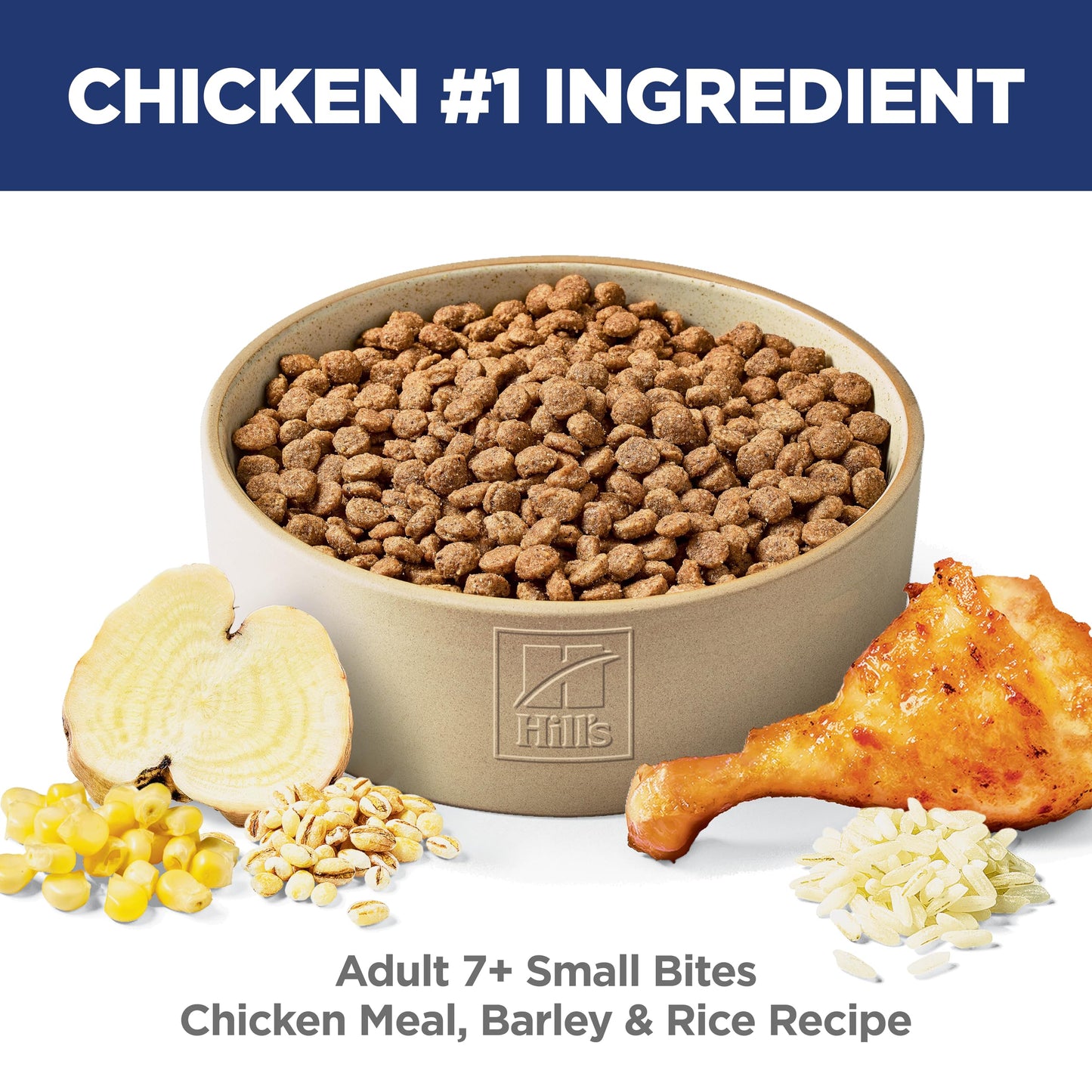 Hill's Science Diet Adult 7+, Senior Adult 7+ Premium Nutrition, Small Kibble, Dry Dog Food, Chicken, Brown Rice, & Barley, 15 lb Bag